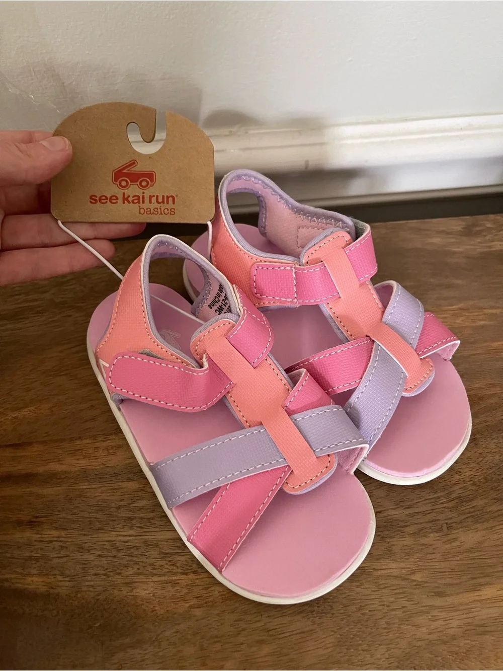 See Kai Run Pink & Lavender Strappy Toddler Sandals